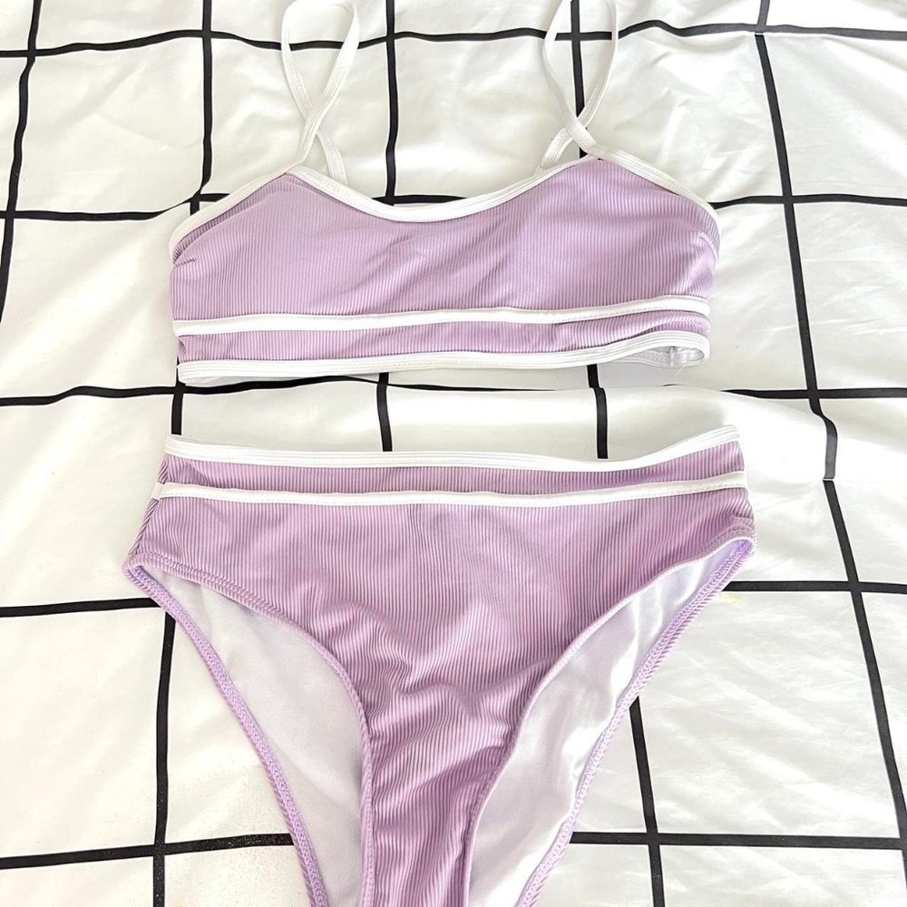 Light Purple and White Bikini Set